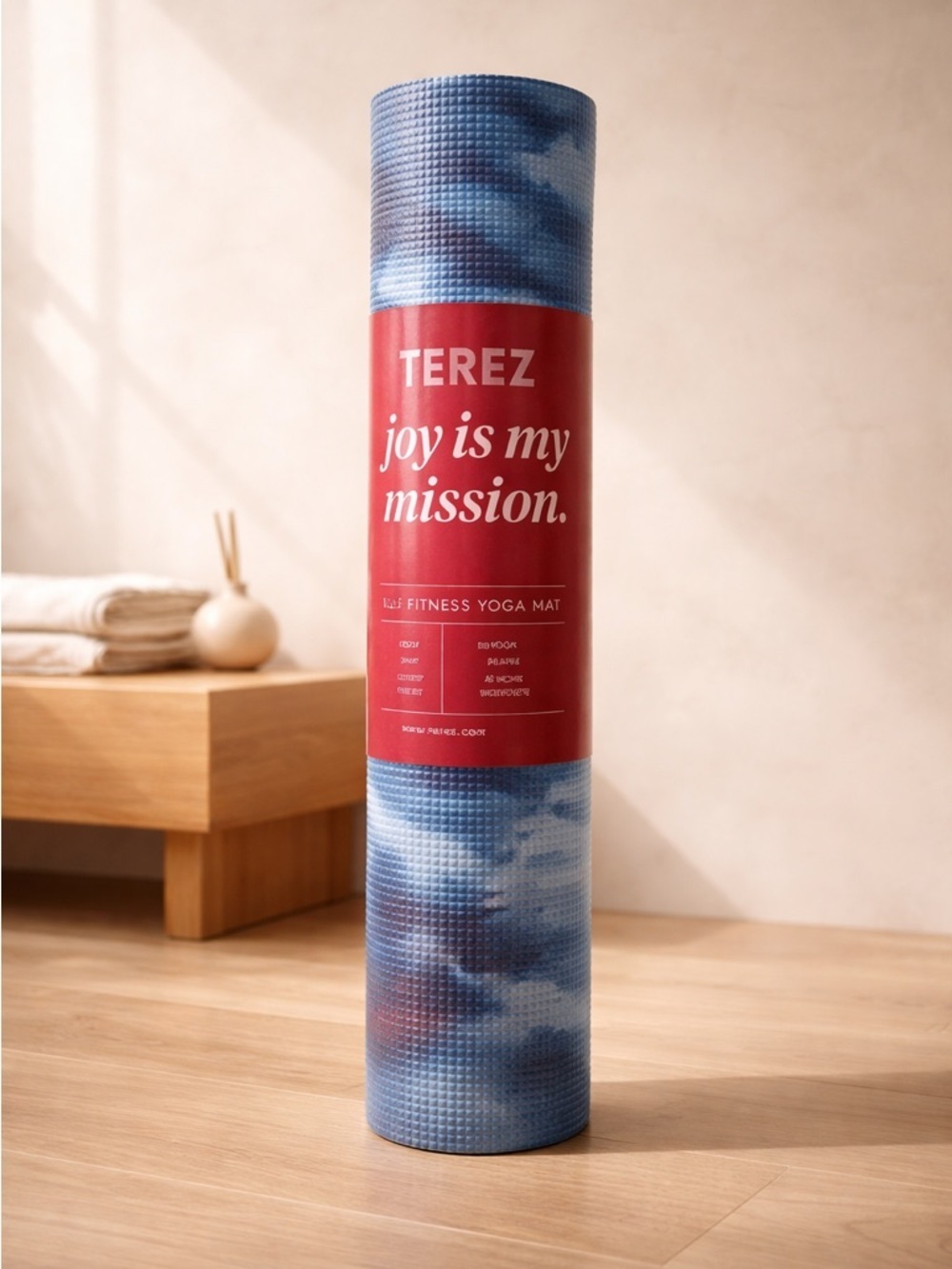 NWT TEREZ Fitness YOGA Pilates Exercise Mat 5mm Thick - Blue Tie Dye Design